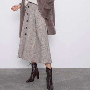 Herringbone Skirt With Buttons